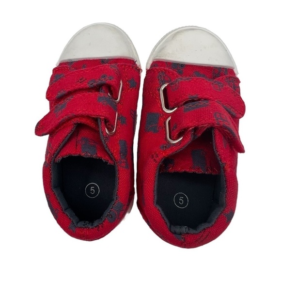 K KomForme Red Blue Car Truck Canvas Sneakers Size 5 Toddler - Picture 4 of 8
